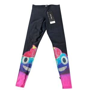 Terez Limited Edition Emoji Crystal Heart Printed Leggings NEW Size Large